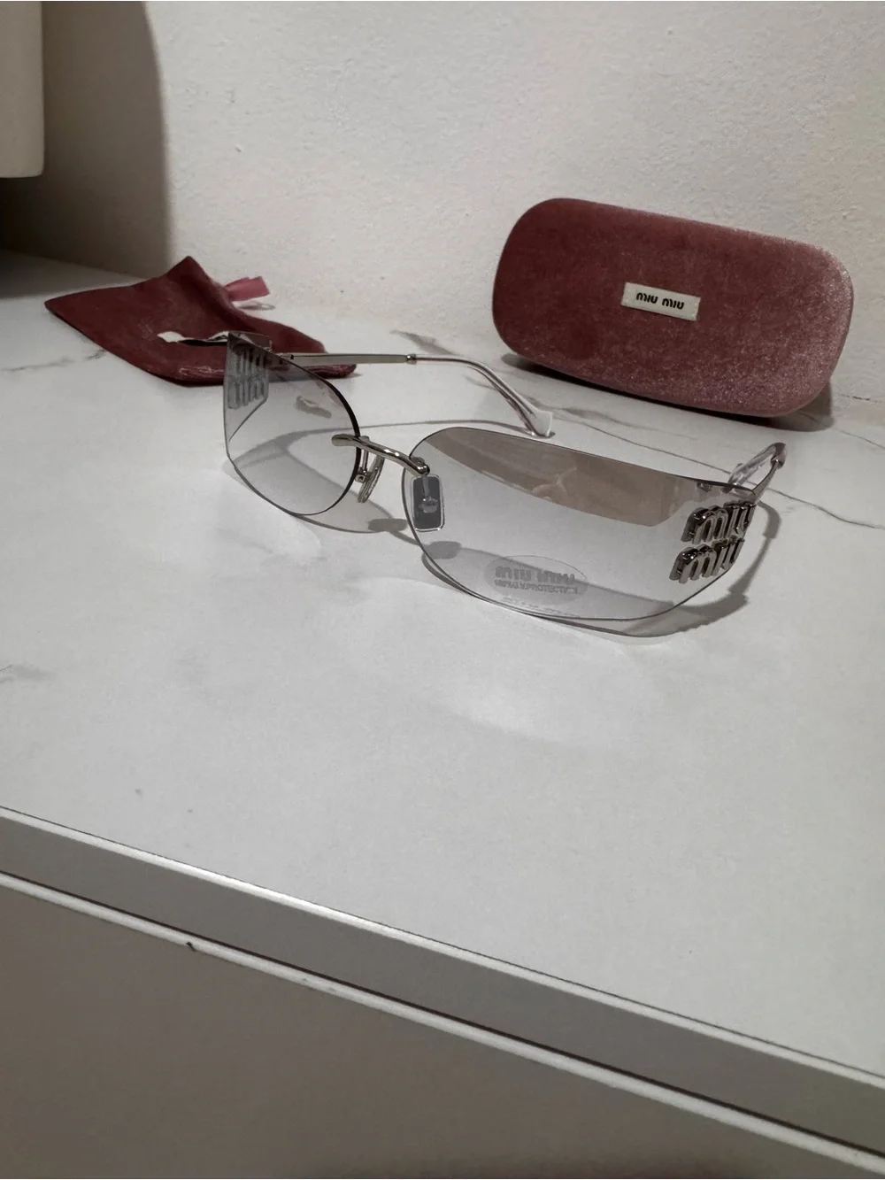Miu Miu Rimless 2YK style  Sunglasses SIlver